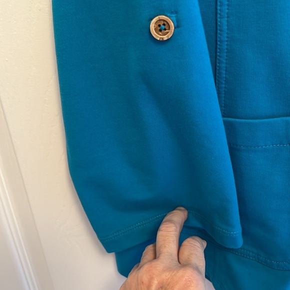 SUSAN GRAVER 2X TURQUOISE HOODED BUTTON DOWN SWEATSHIRT JACKET - Picture 8 of 13